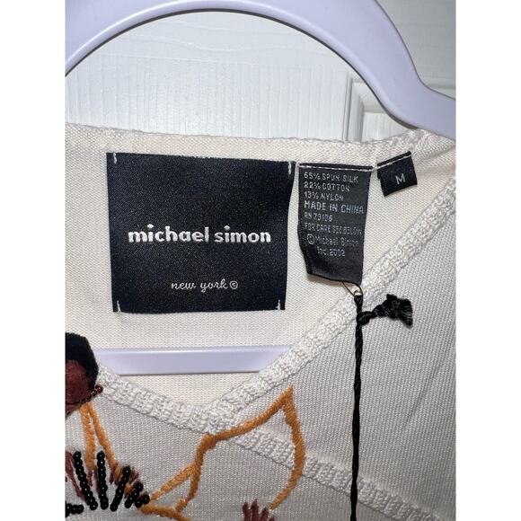 Michael Simon Vintage Giraffe Beaded Spun Silk Blend Sweater - Size Medium -OG - Picture 4 of 11